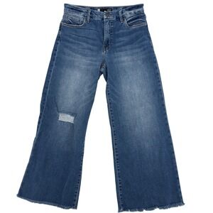 Kut from the Kloth Meg Wide Leg Jeans Womens 8L Blue High Rise Distressed Frayed